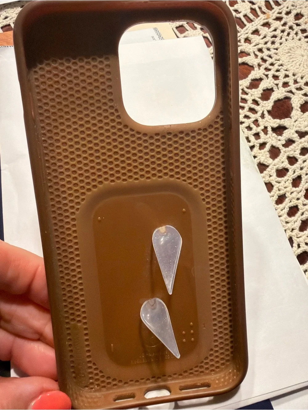 Loopy Case Tan Floral Phone Case with Beige Finger Loop